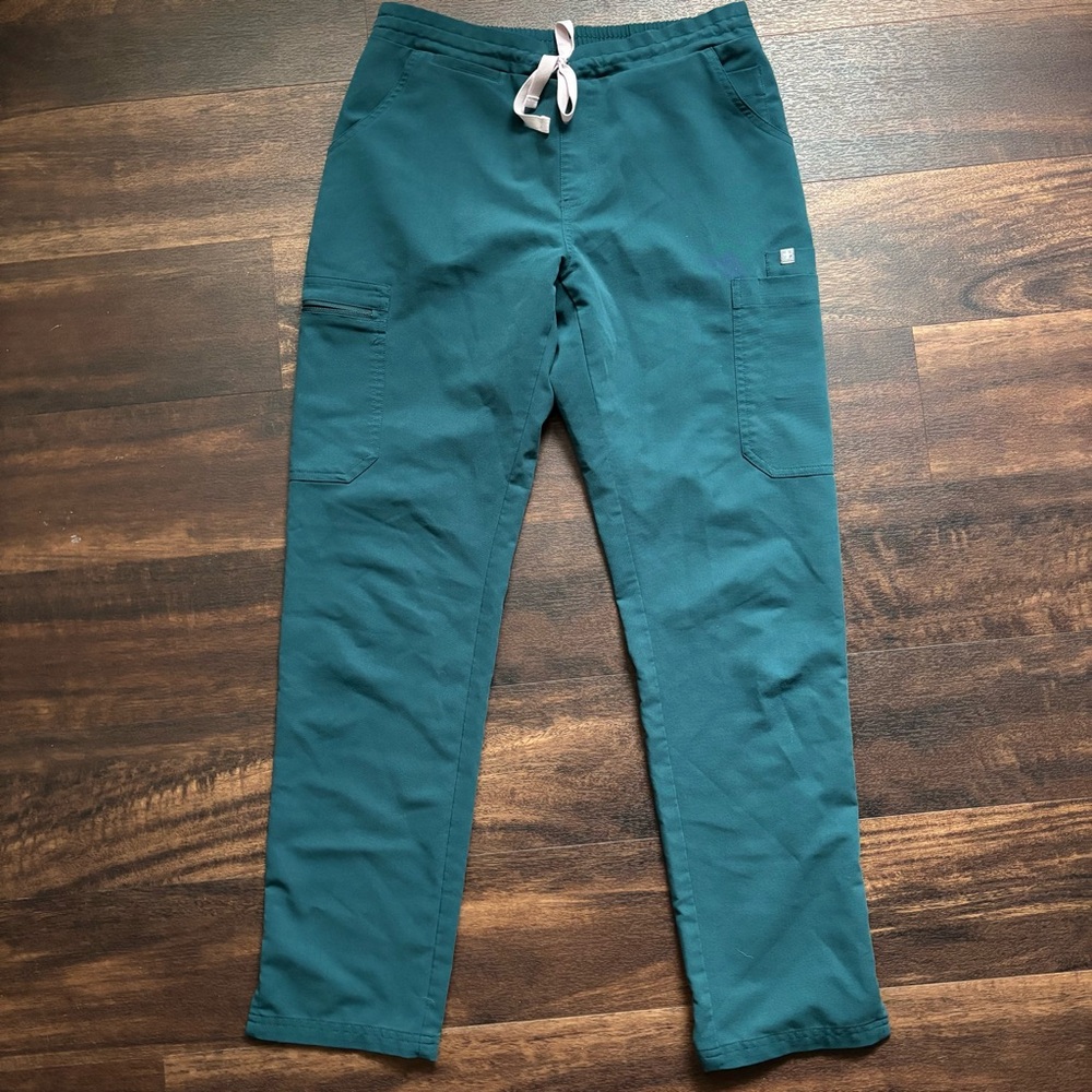 Figs Technical Collection small scrub pants, straight leg teal color